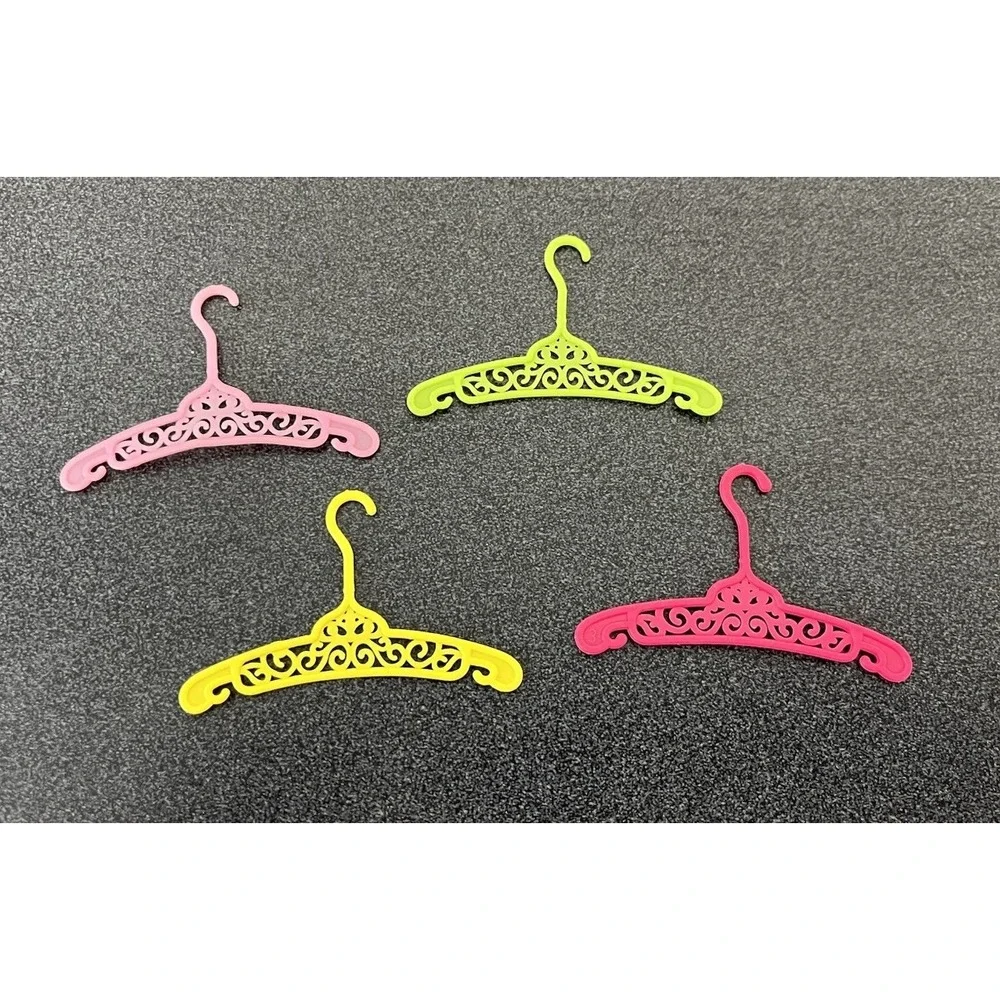 Vintage Retro Barbie Doll Hangers Lot of 4 Multicolor Filigree Design